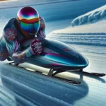 Speed sled racing on an icy track