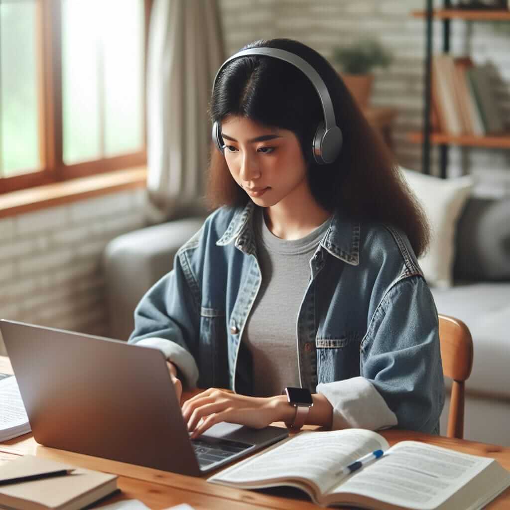 Student studying online