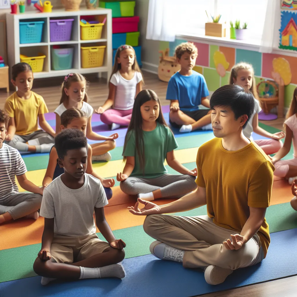 Teaching mindfulness to children in classroom