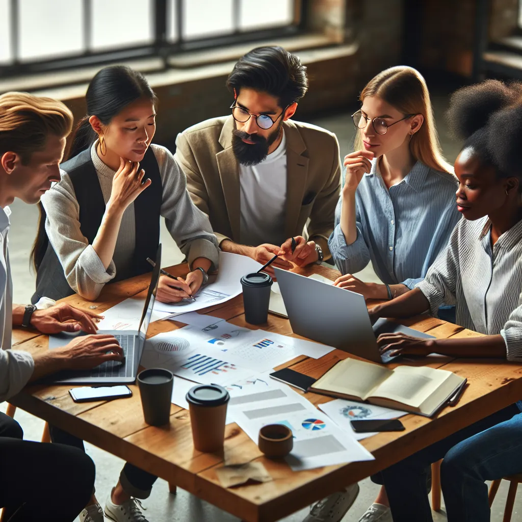 Diverse group of people working together