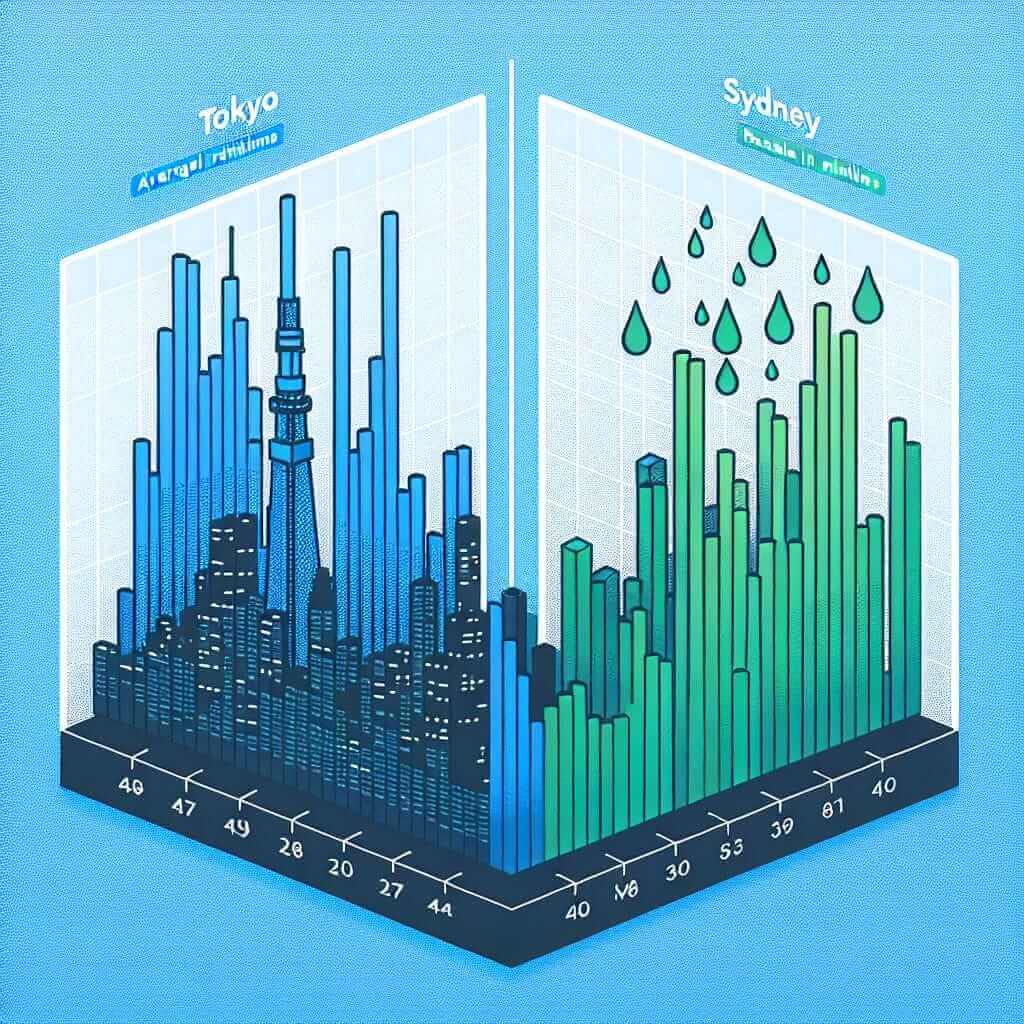 Average Monthly Rainfall in Tokyo and Sydney