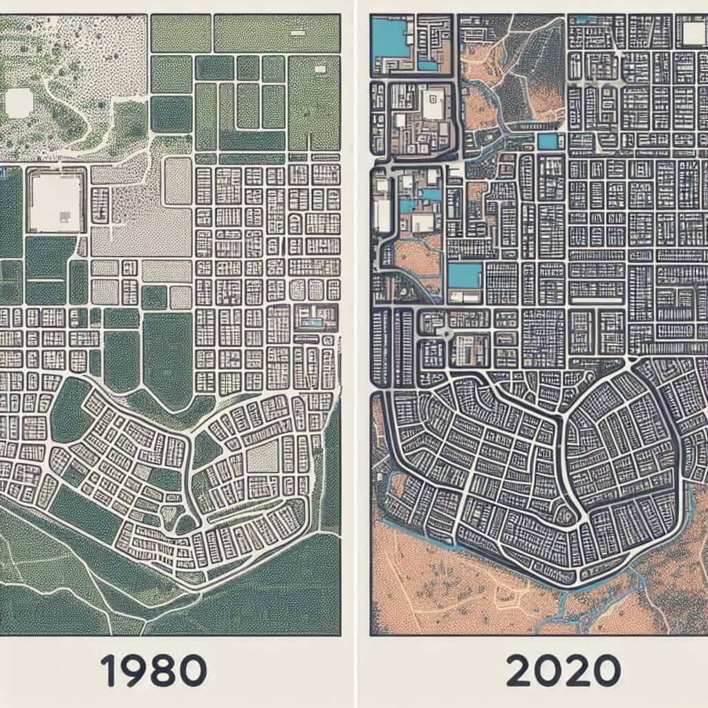 Town Development Maps (1980 vs 2020)