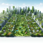 Urban green spaces in a city