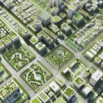 Urban planning incorporating green spaces