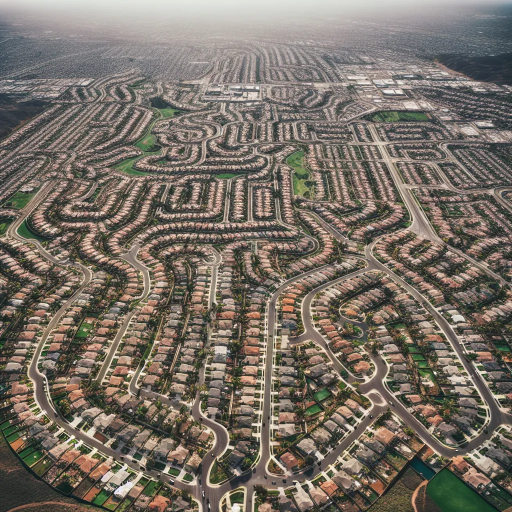 Urban sprawl aerial view