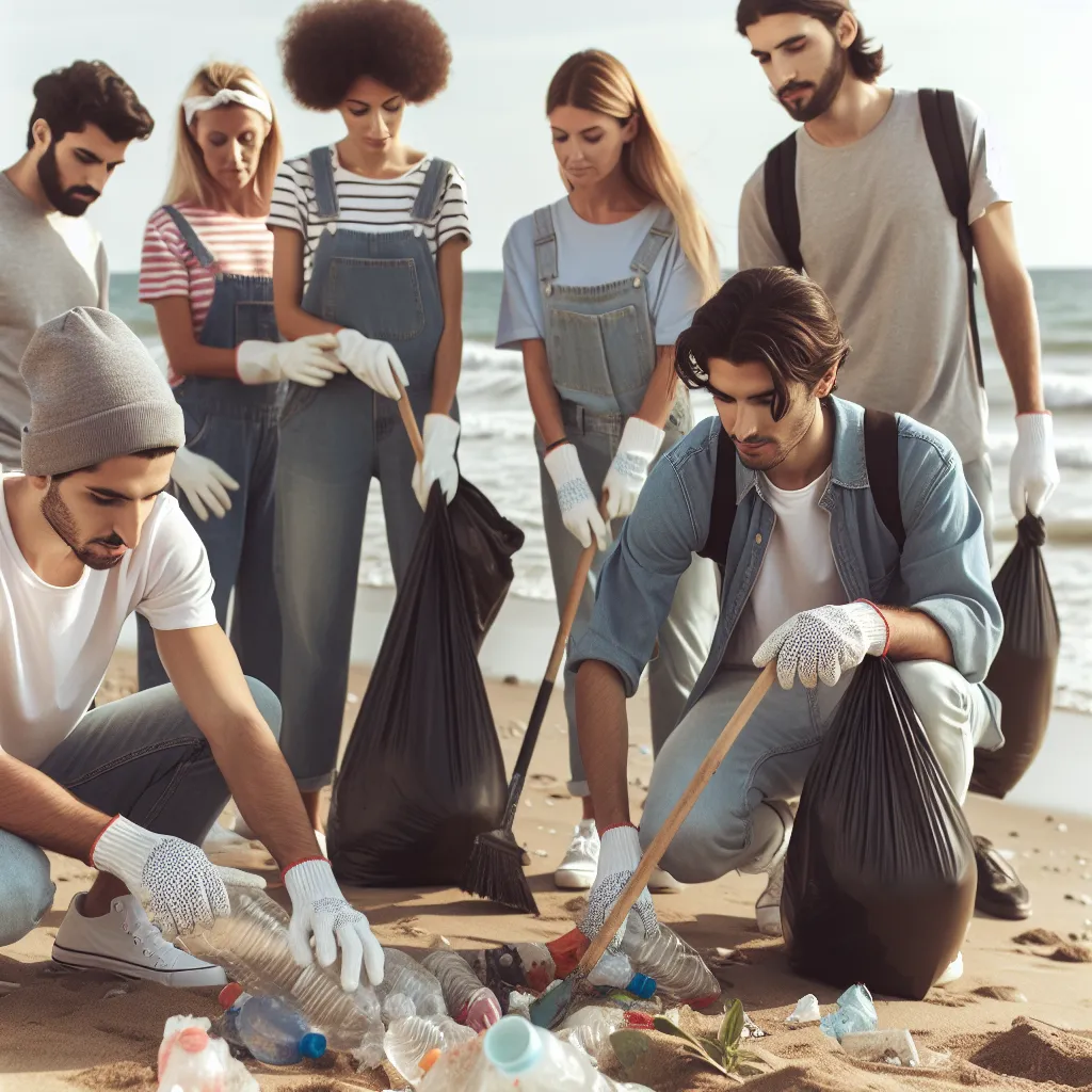 Beach cleanup volunteers