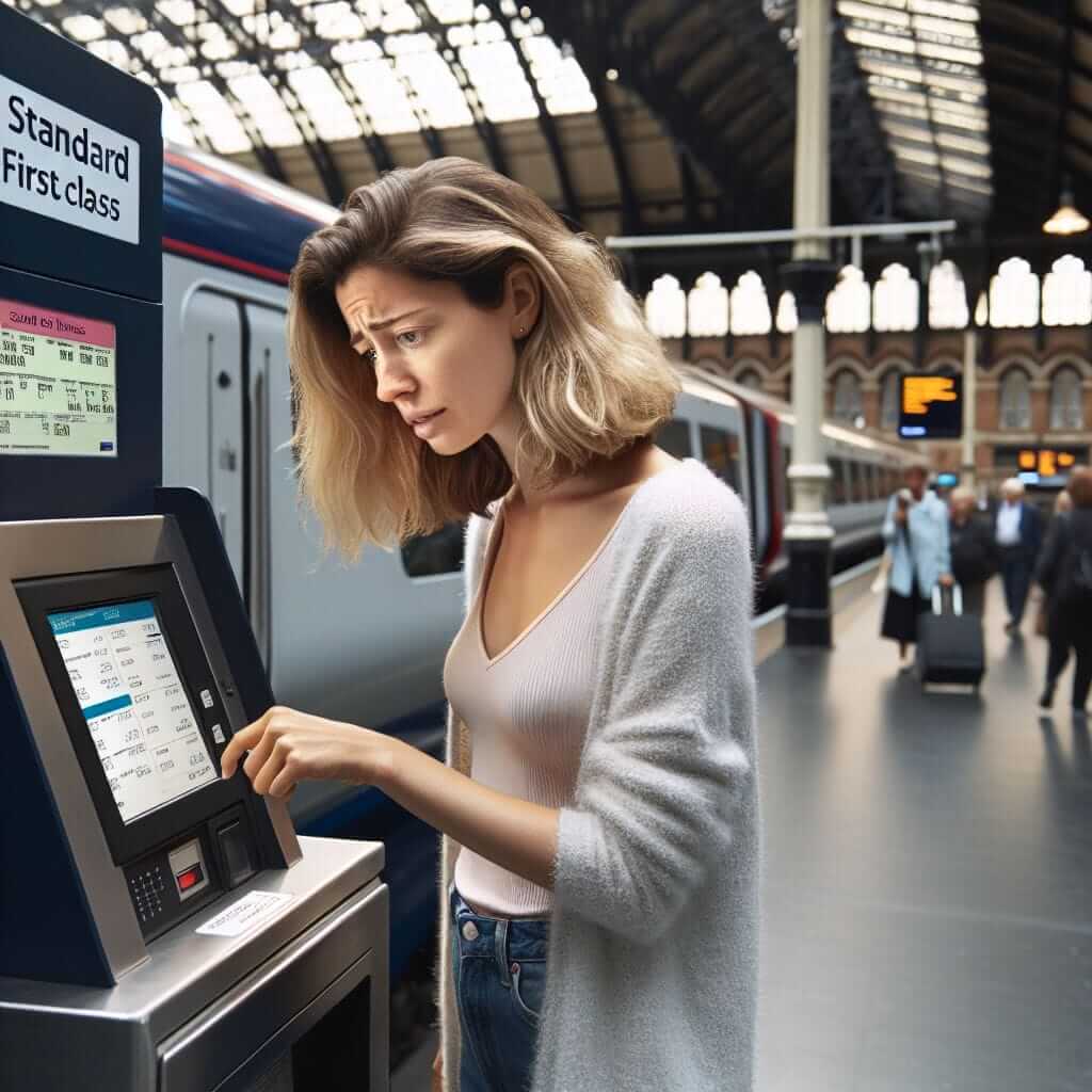 Woman Choosing Train Ticket