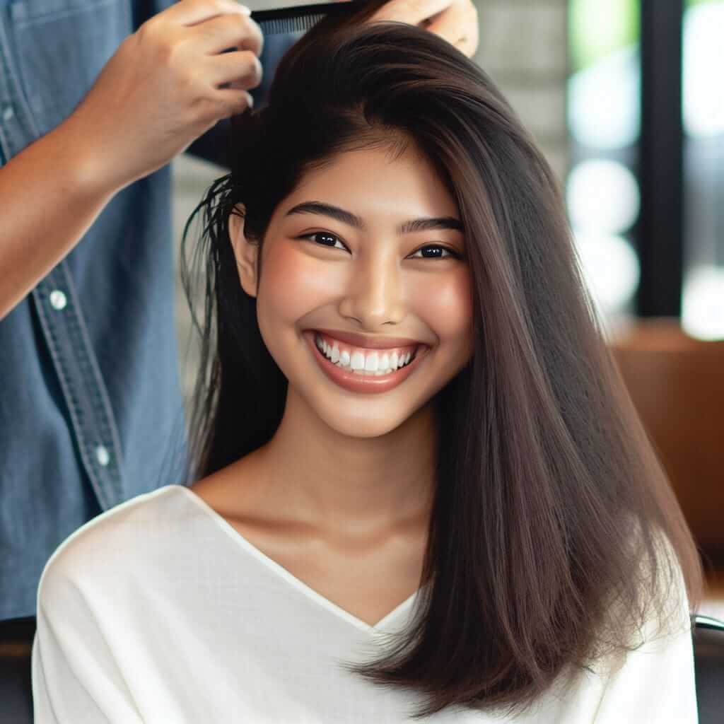 woman getting haircut