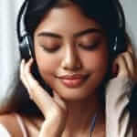 Woman Listening to Music with Headphones