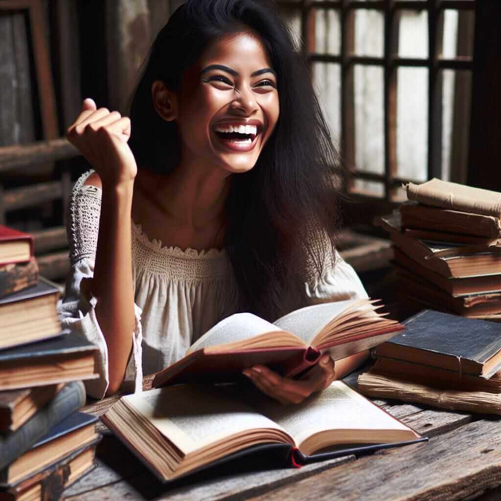 woman reading books