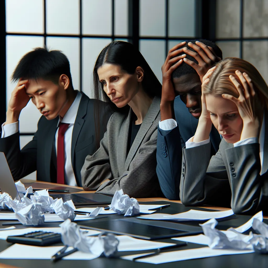 Stressed employees in office