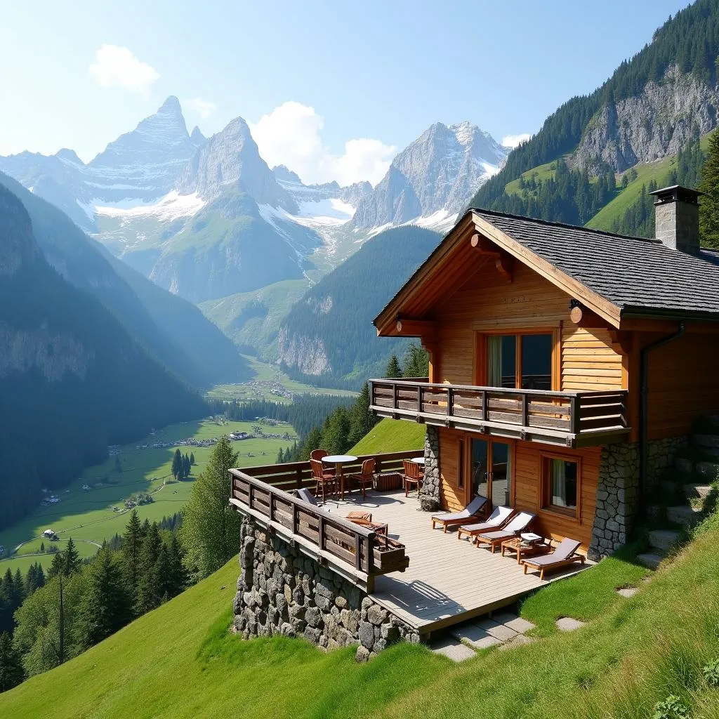 Cozy mountain lodge in Swiss Alps