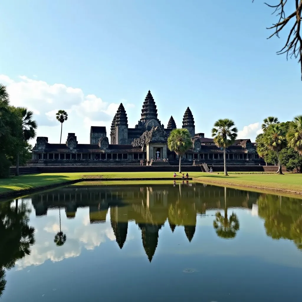 Ancient Angkor Wat temple complex in Cambodia