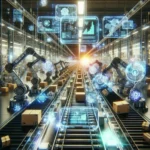 Automated supply chain with robots and conveyor belts