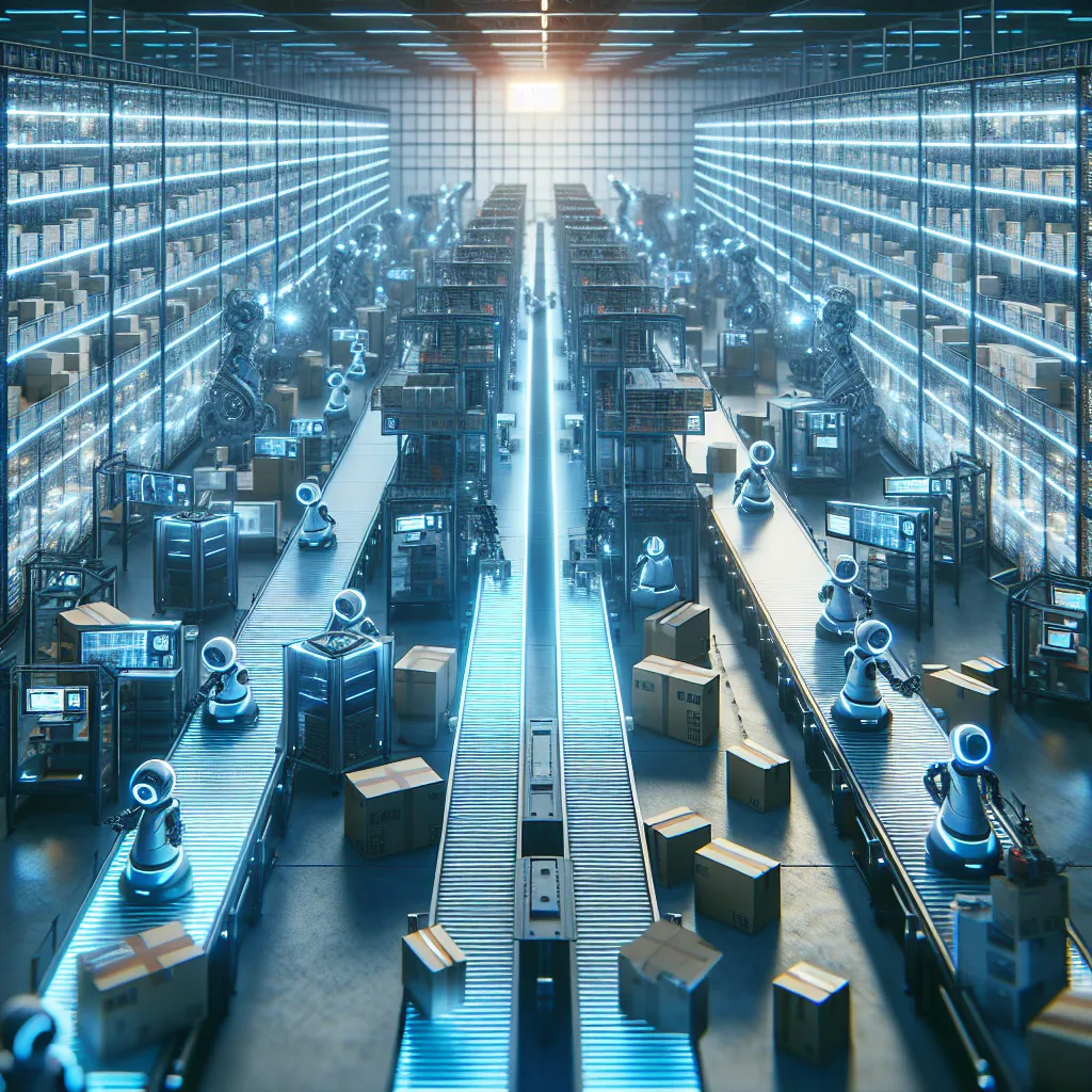 Automated warehouse with robots