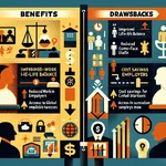 Infographic showing benefits and drawbacks of working from home