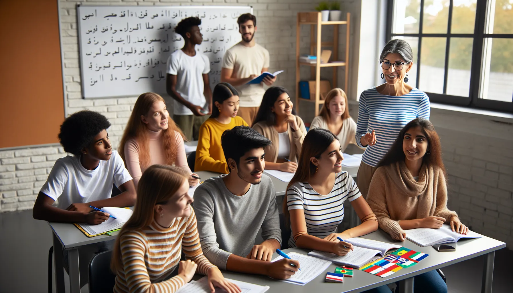 Diverse classroom with bilingual education