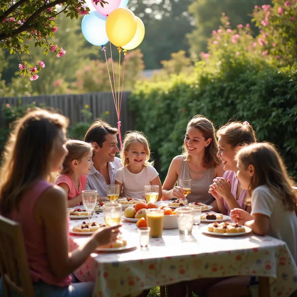 Outdoor birthday party in a garden