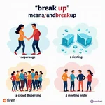 Various contexts of 'break up' usage in IELTS speaking