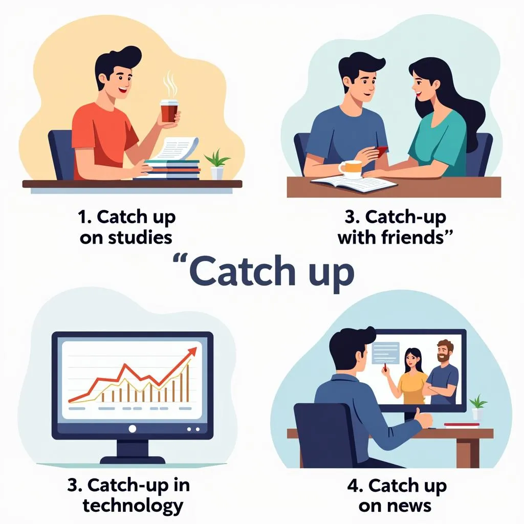 Various uses of 'catch up' in context