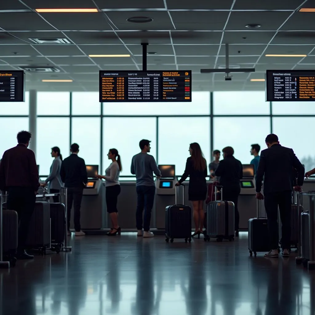 Check-in process at an airport