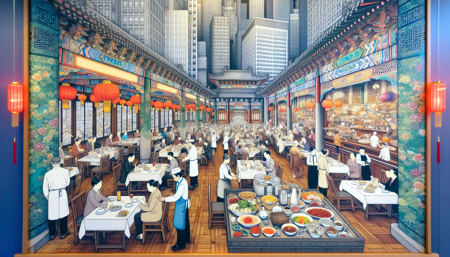 A bustling Chinese restaurant in a foreign city