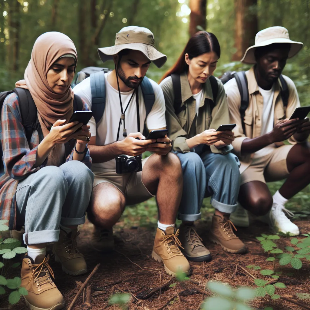 Citizen scientists collecting data in nature