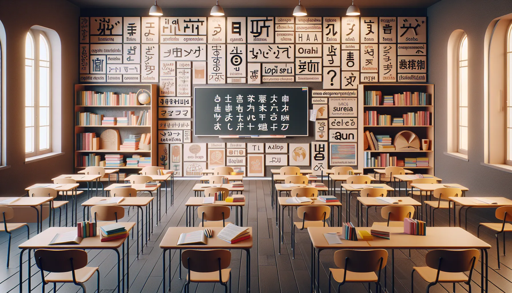 Classroom with Multilingual Learning Materials