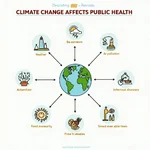 Climate change's impact on public health illustrated