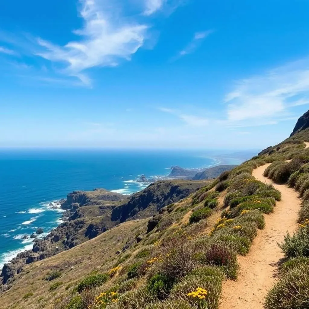 Picturesque coastal trail overlooking the Pacific Ocean