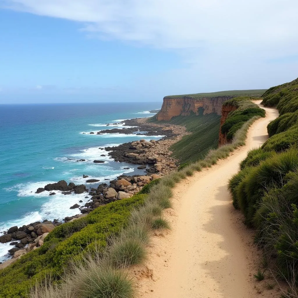 Scenic coastal walking path with ocean views