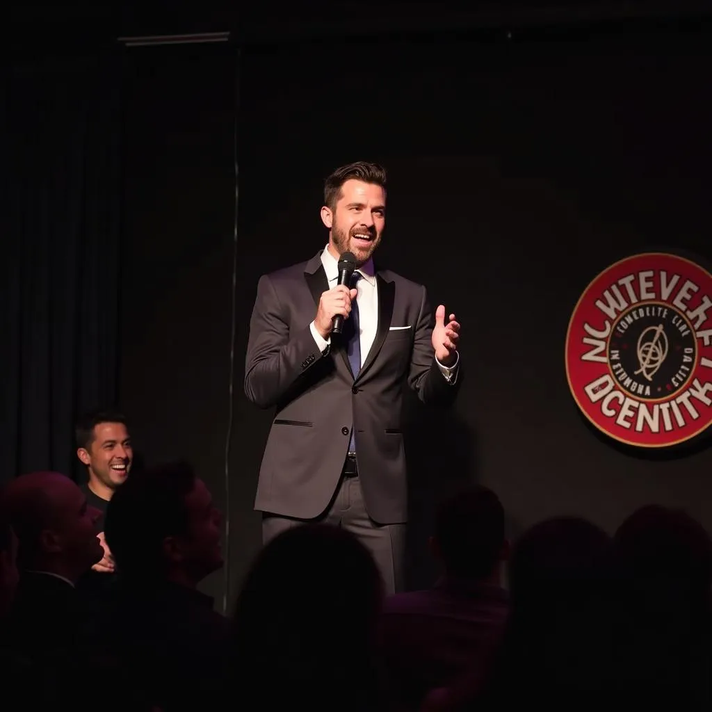 Comedian performing stand-up comedy