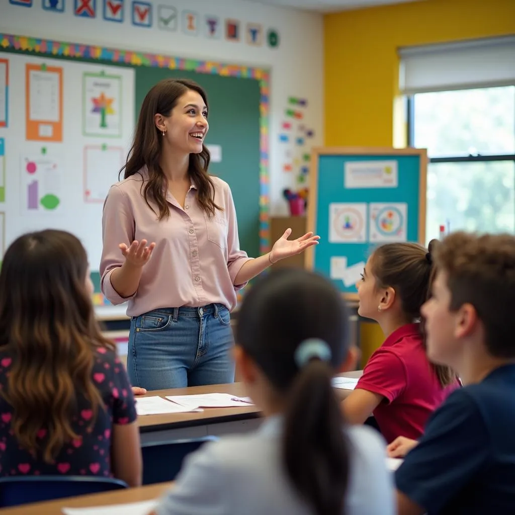 Community leader teaching students