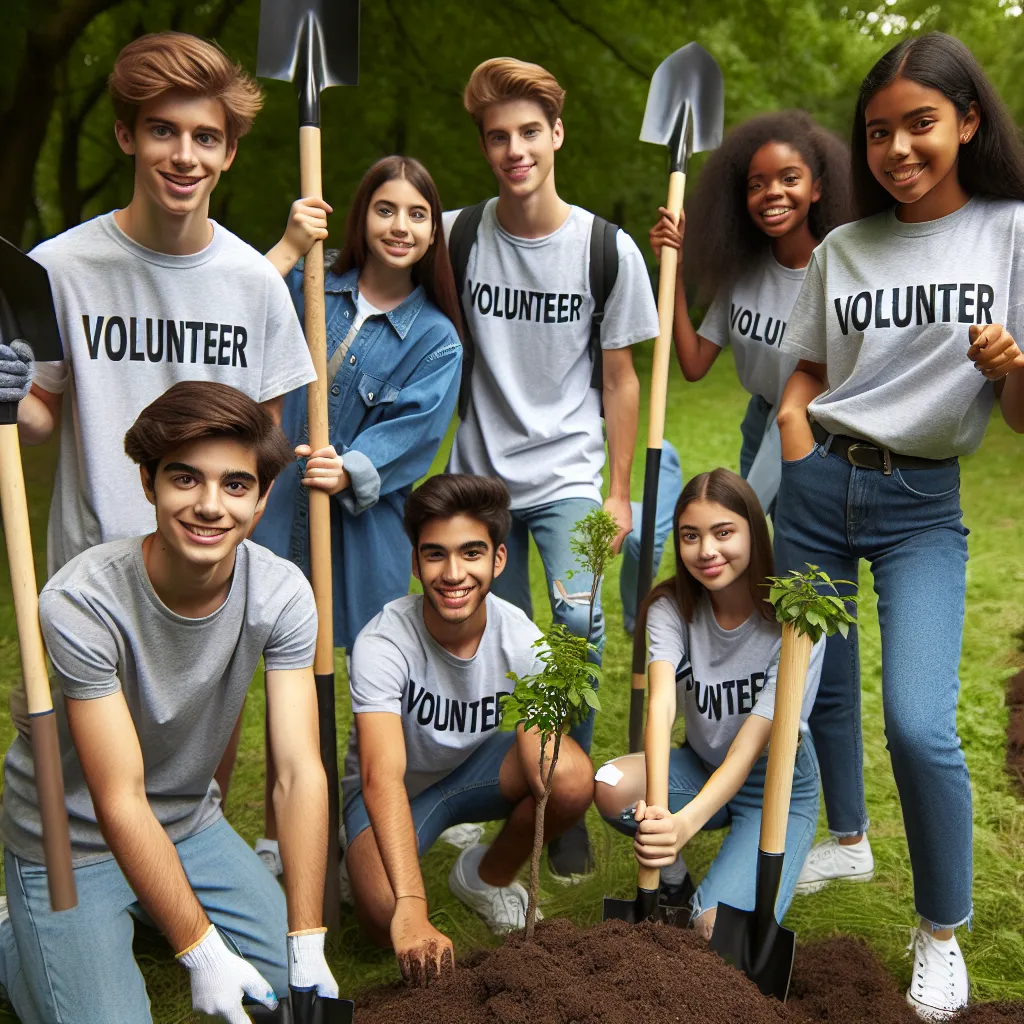 High school students doing community service