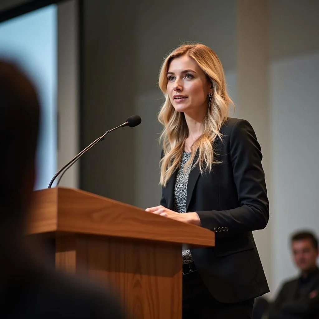 Confident Speaker at Podium