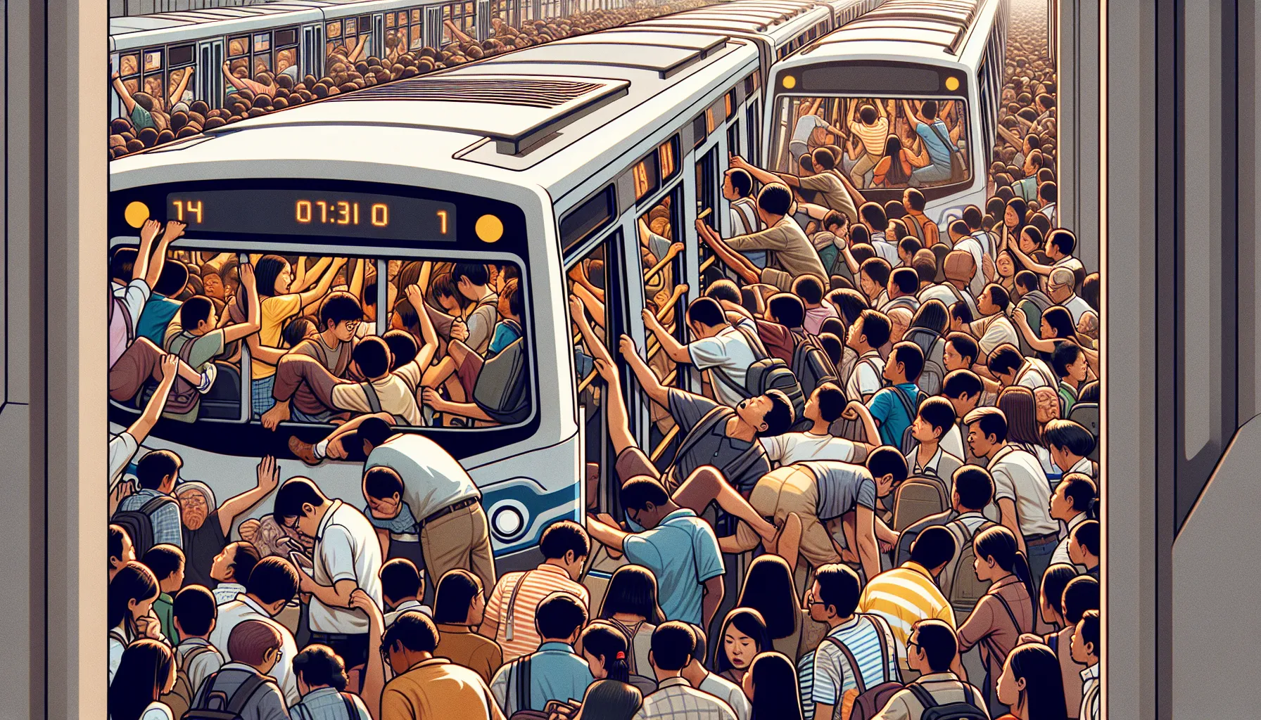 Crowded Public Transport during Peak Hour