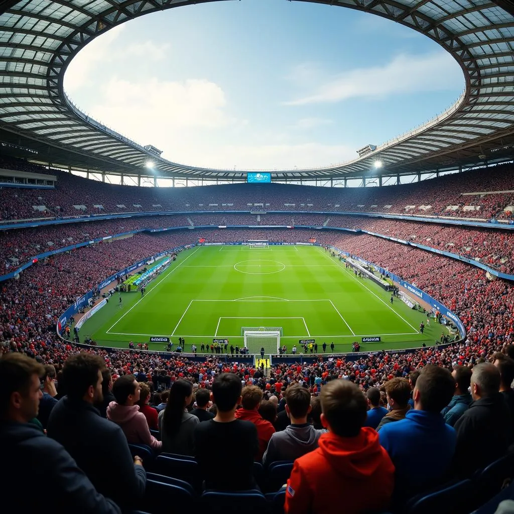 Crowded stadium during an international sporting event