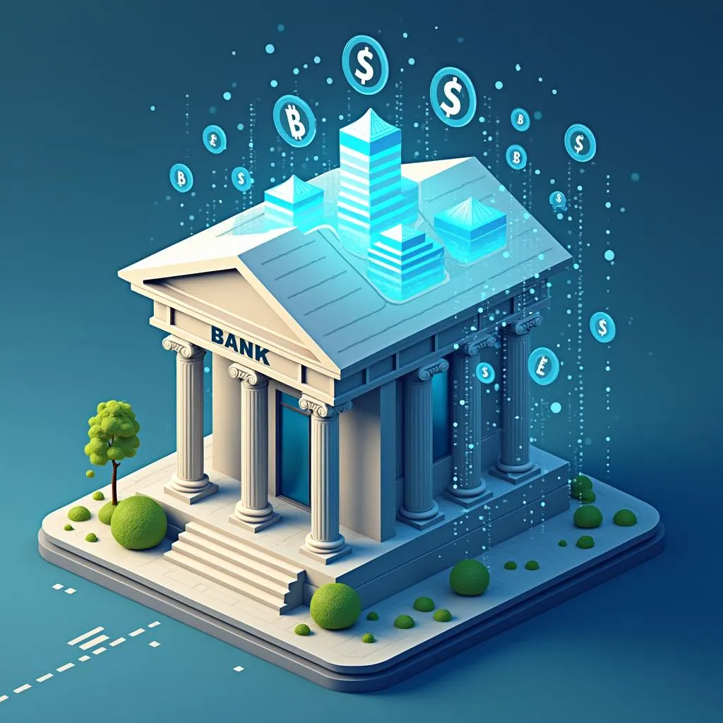 Cryptocurrency impact on traditional banking illustration