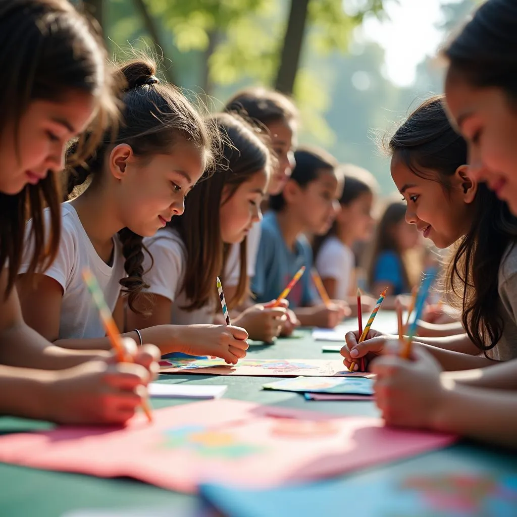 Cultural exchange at a school festival