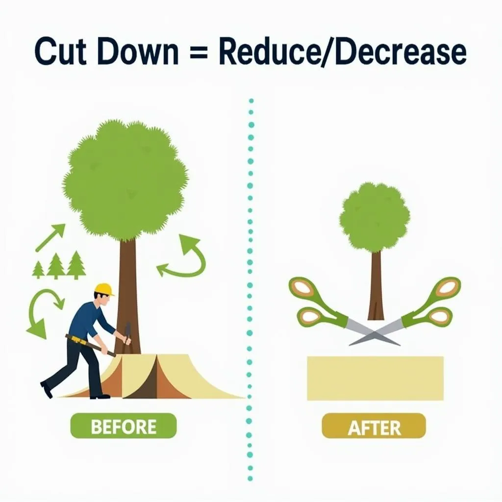 Visual aids for memorizing 'cut down'