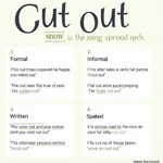 Cut out phrasal verb usage in various contexts