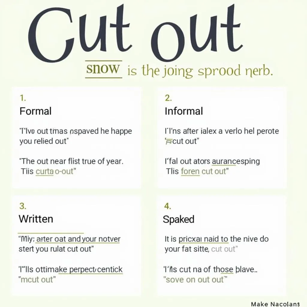 Cut out phrasal verb usage in various contexts