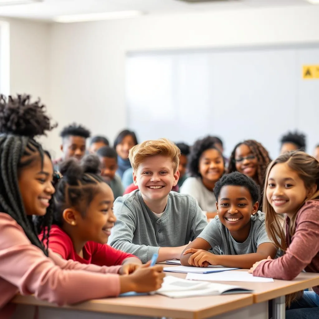 Diverse classroom with students from various backgrounds