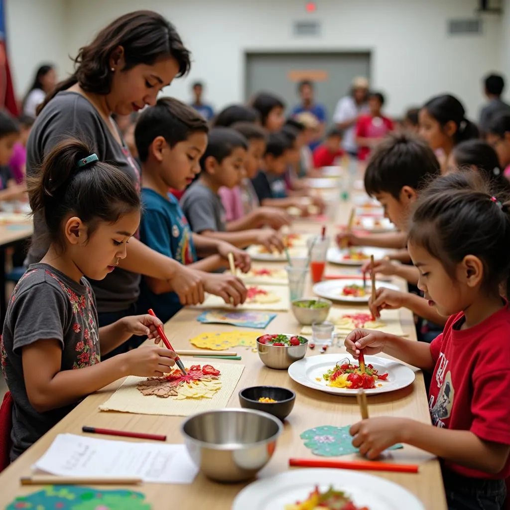 Diverse cultural activities at a school festival