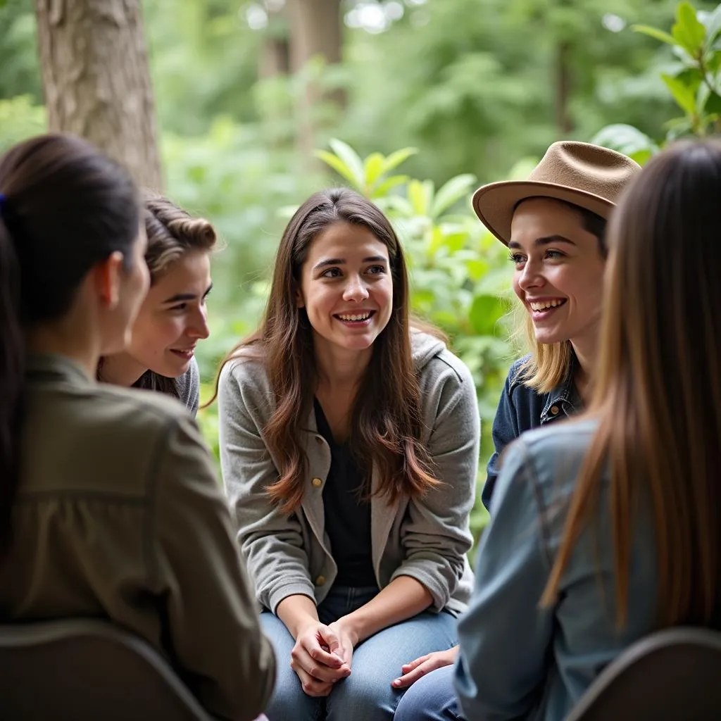 Diverse group of students discussing environmental issues