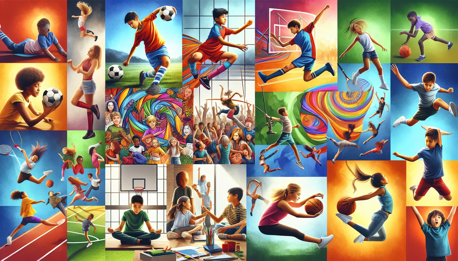 Diverse physical education activities in school