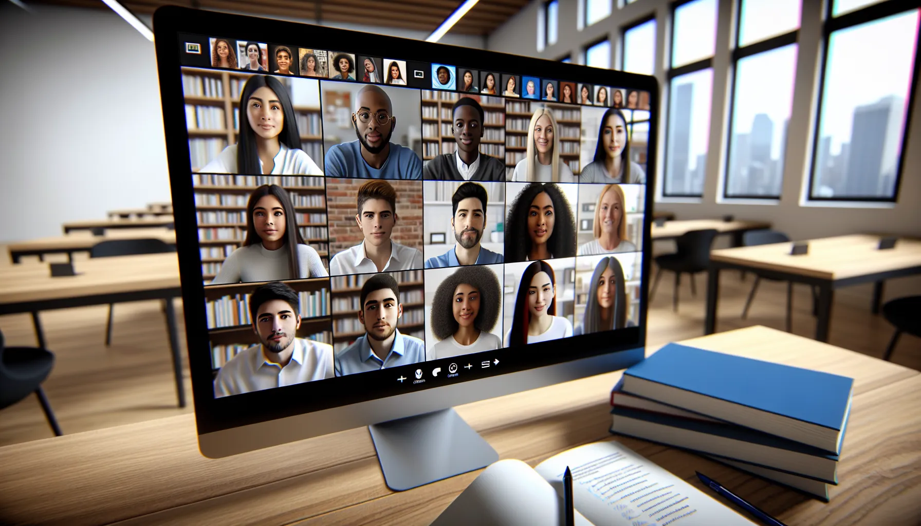 Diverse students in a global online classroom