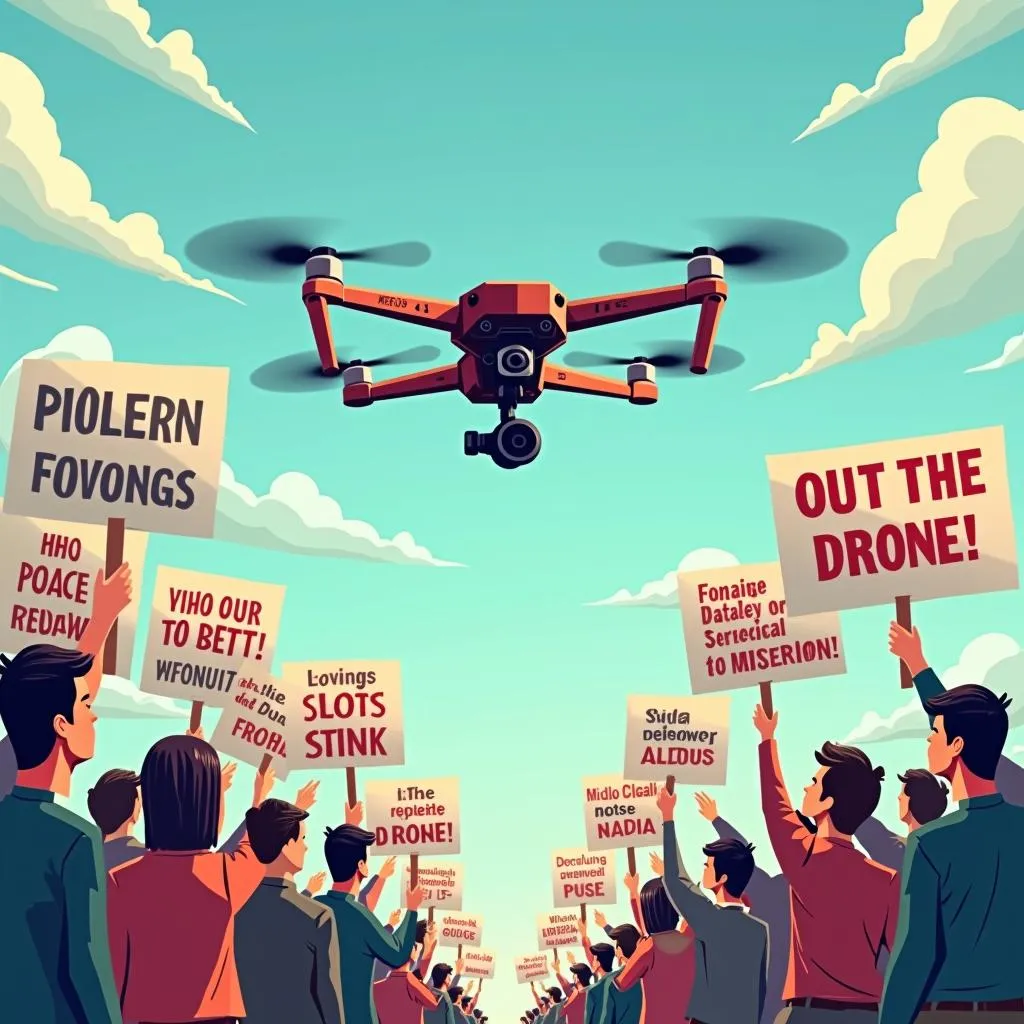 Illustration of drone regulation debate