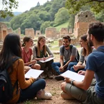 Students learning in a foreign setting