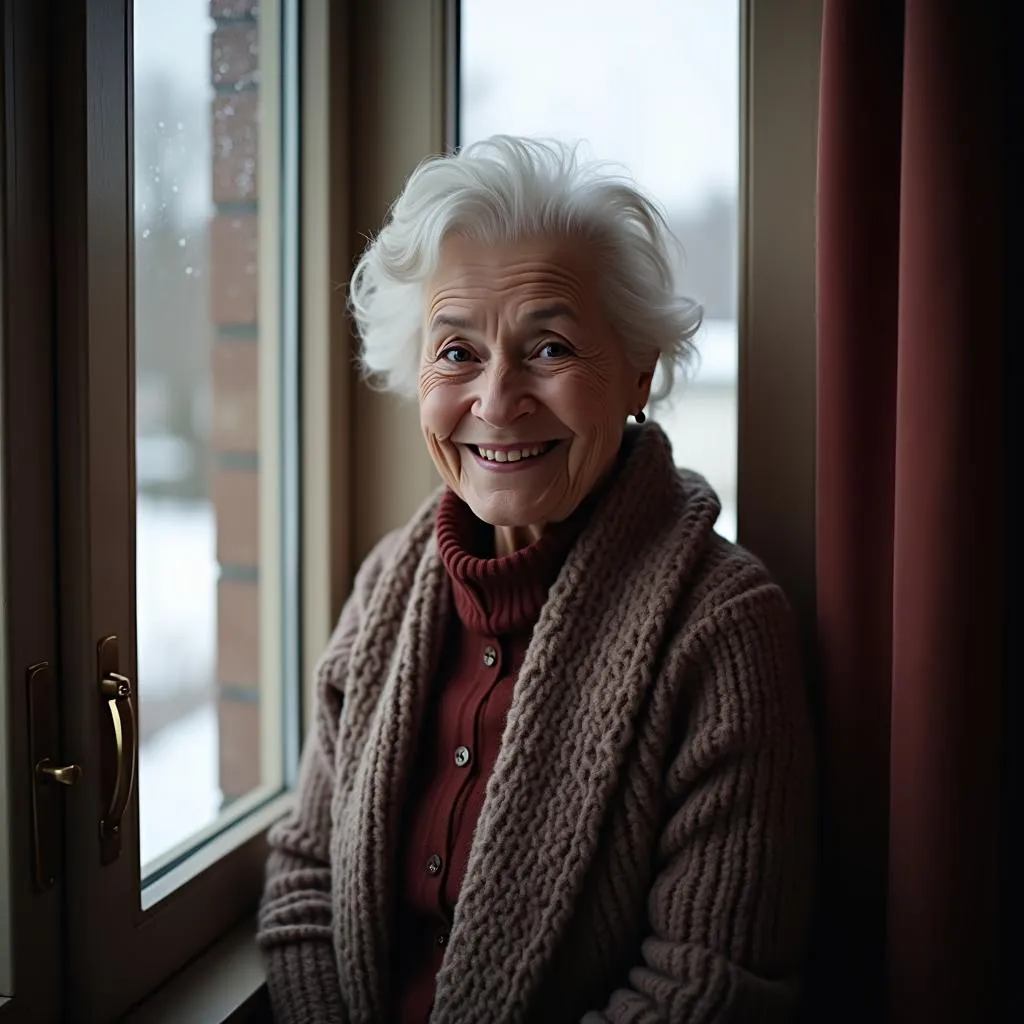 Elderly neighbor smiling with gratitude